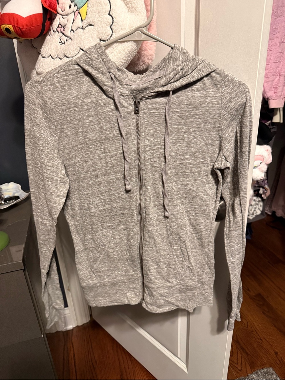 Light Gray Zip-Up Hoodie Hollister